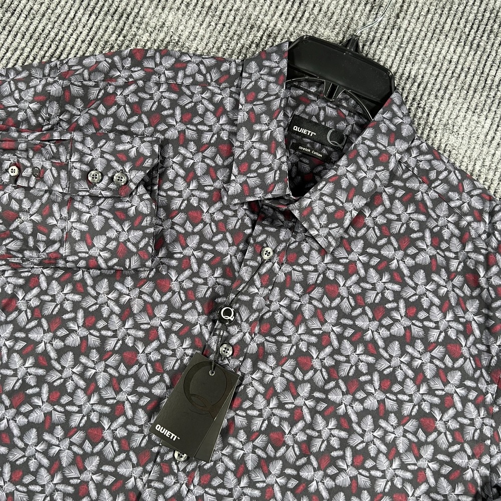 Quieti Shirt Mens 2XL XXL Geometric Long Sleeve Button Up Stretch Cotton New